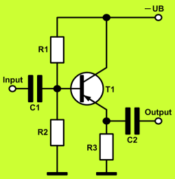 common-collector circuit with PNP transistor