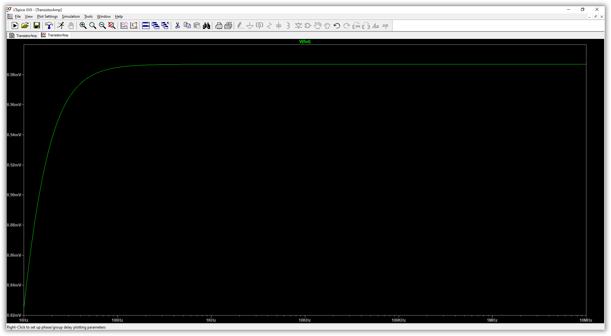 LTspice simulation of a common-collector circuit