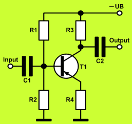simplified common-emitter circuit with PNP transistor